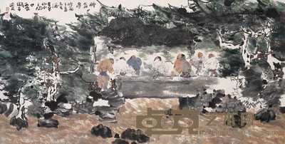 杨延文 1994年作 醉翁亭 横幅 67.5×134.5cm